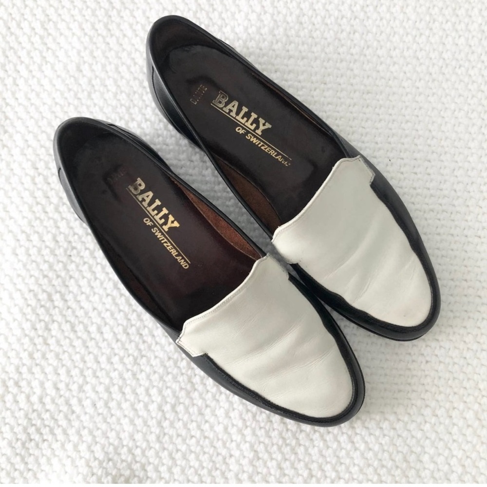 Bally DANTE Black White Leather Menswear Slip On Smoking Style Loafer